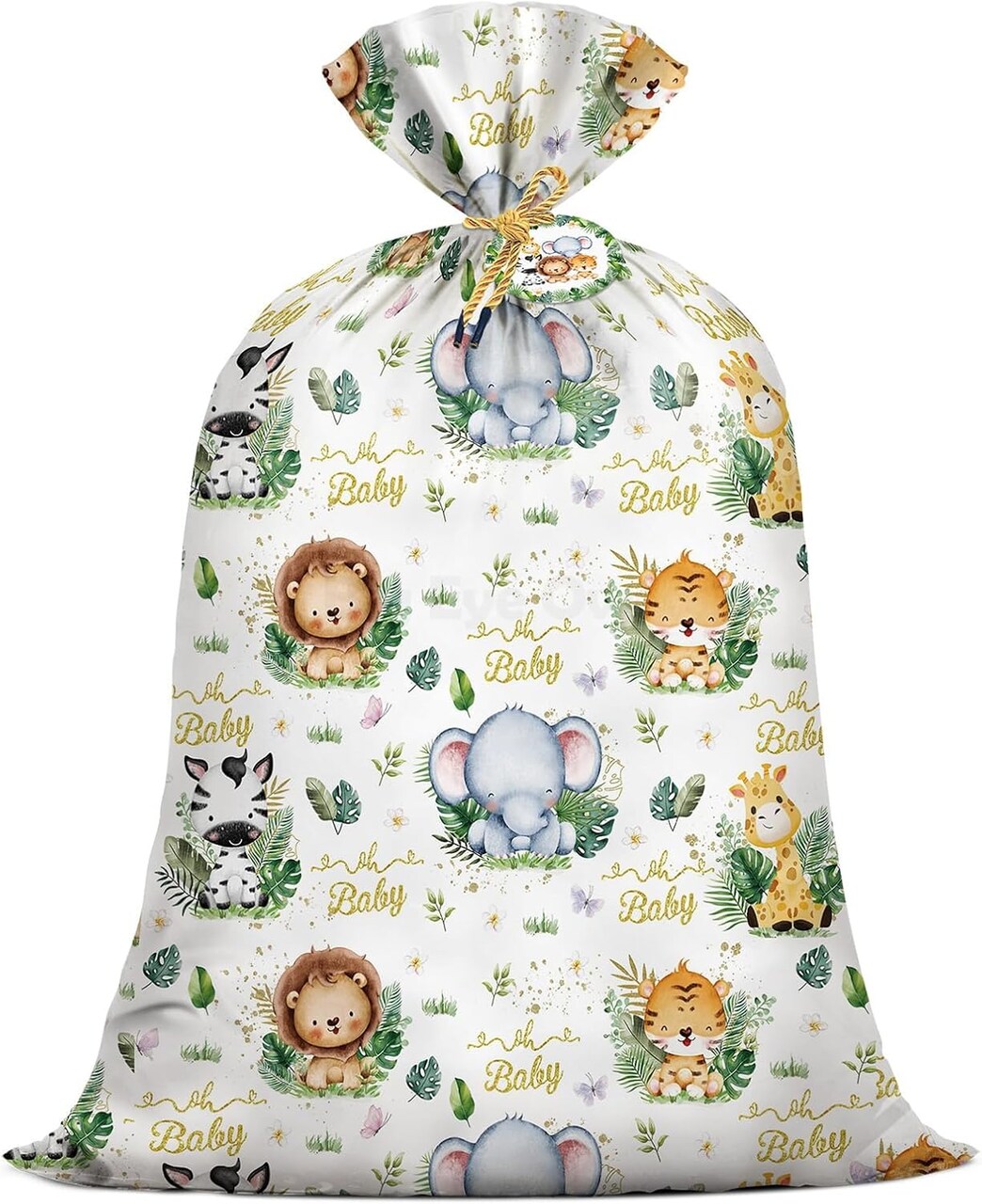 Baby Shower Bags Safari Jungle Animals Gift Bags Plastic Present Bag Gift Wrap Baby Shower Gender Reveal Party Birthday Party Favors Supplies with Ropes